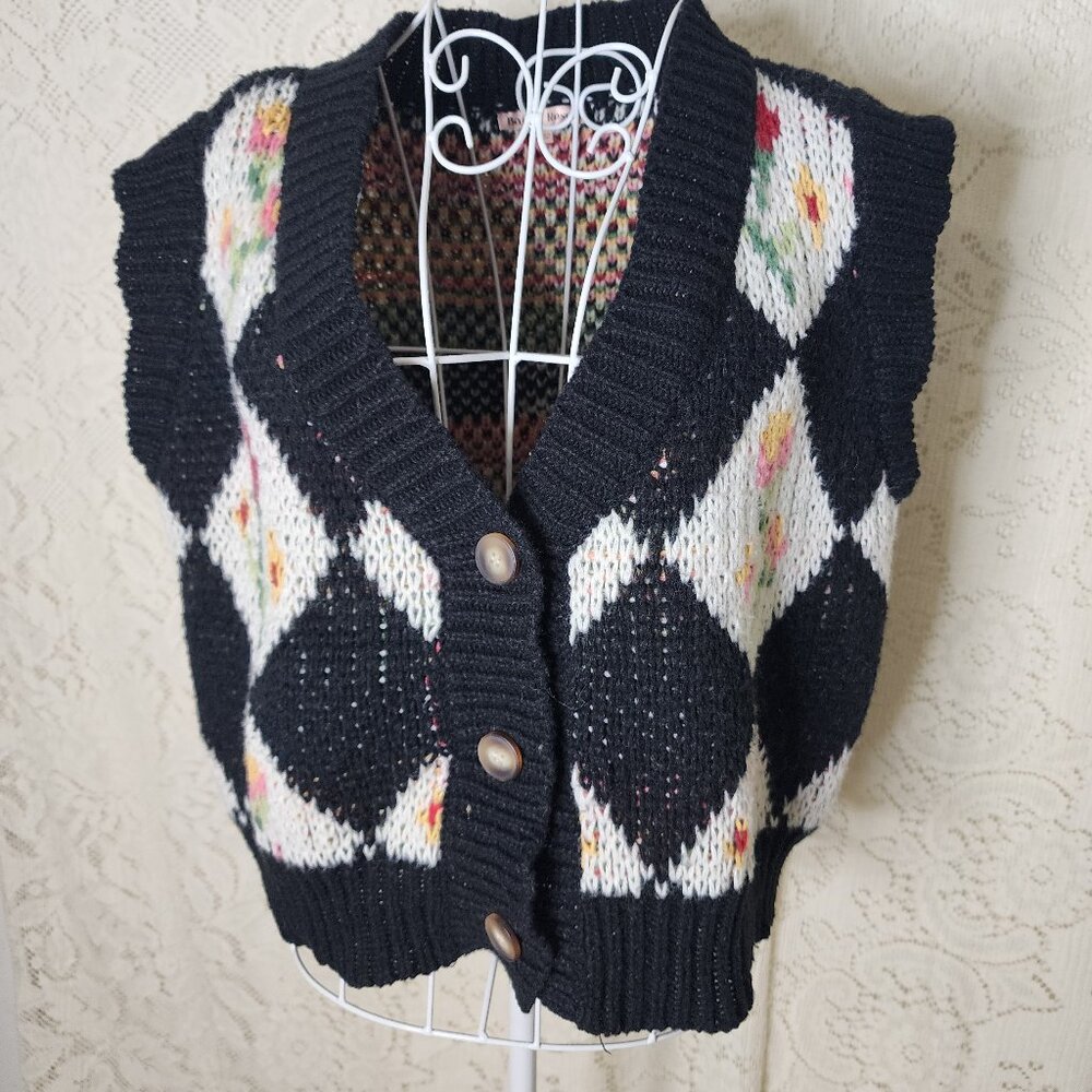 Vintage Bailey Rose size S multi-colored sweater vest